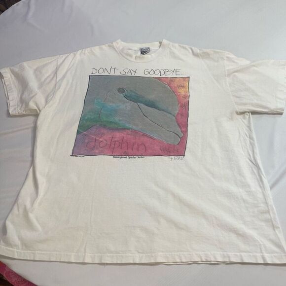 Ocean Life Dolphins Endangered Species Vintage T-Shirt XXL Single Stitch - Picture 1 of 6